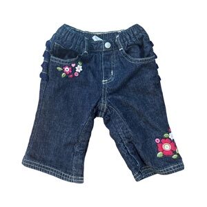 Baby Gap embroidered floral lined pants with ruffle bottoms